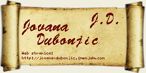 Jovana Dubonjić vizit kartica